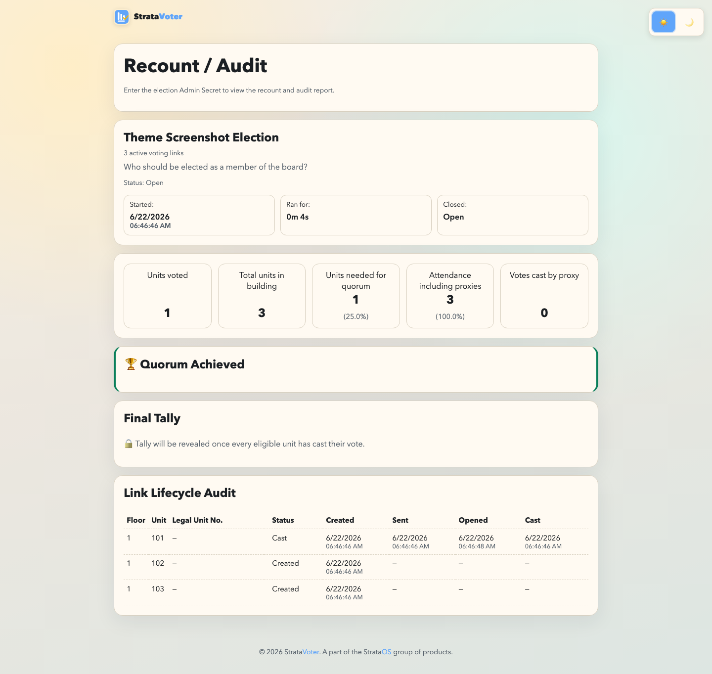 Audit page preview